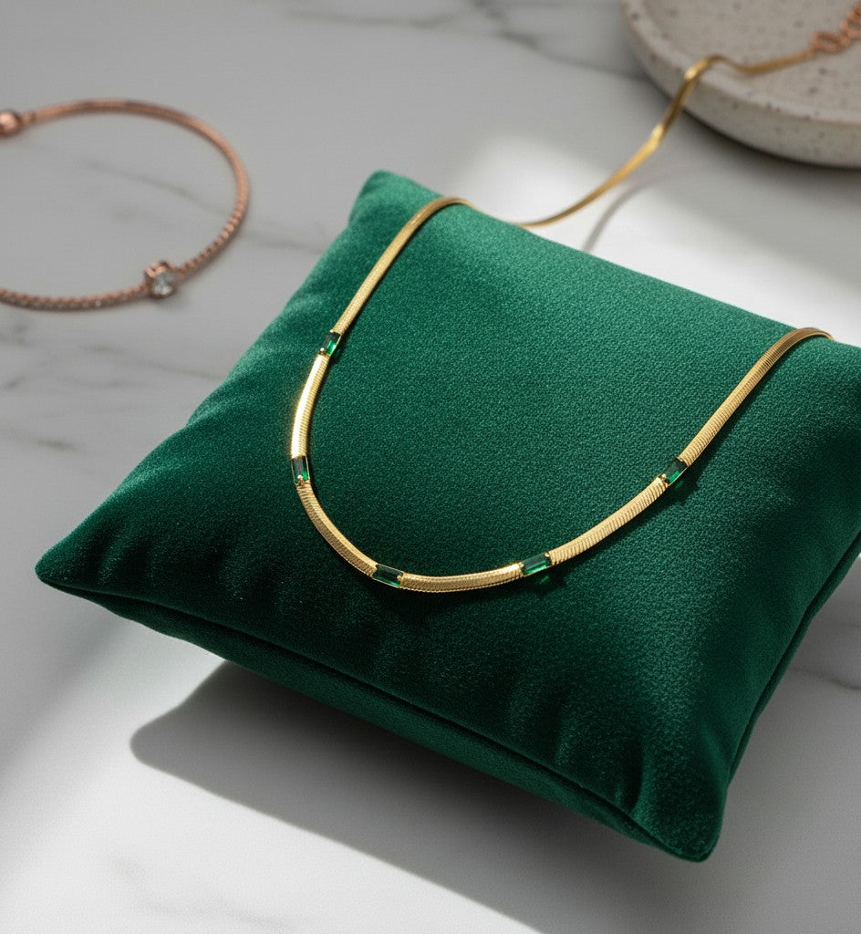 Dainty Cubic Zirconia Necklace – 18K Gold Plated Stainless Steel | Waterproof & Hypoallergenic