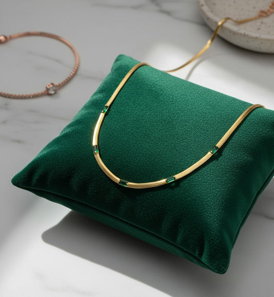 Dainty Cubic Zirconia Necklace – 18K Gold Plated Stainless Steel | Waterproof & Hypoallergenic