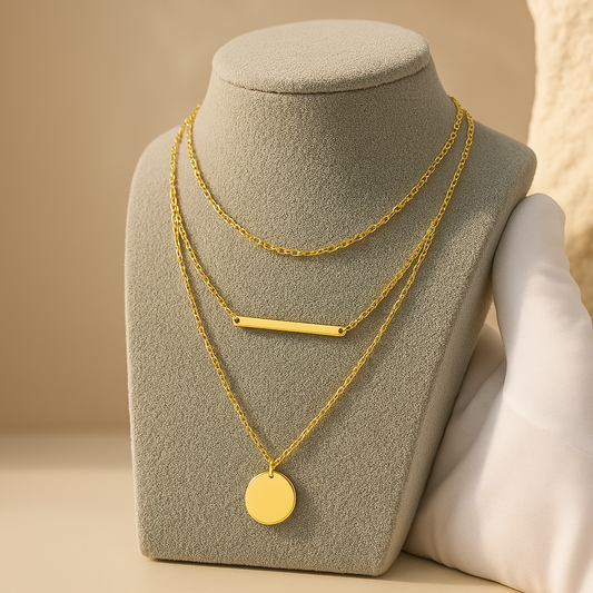 3-Layer Gold Necklace – 18K Gold Plated Stainless Steel | Waterproof & Hypoallergenic