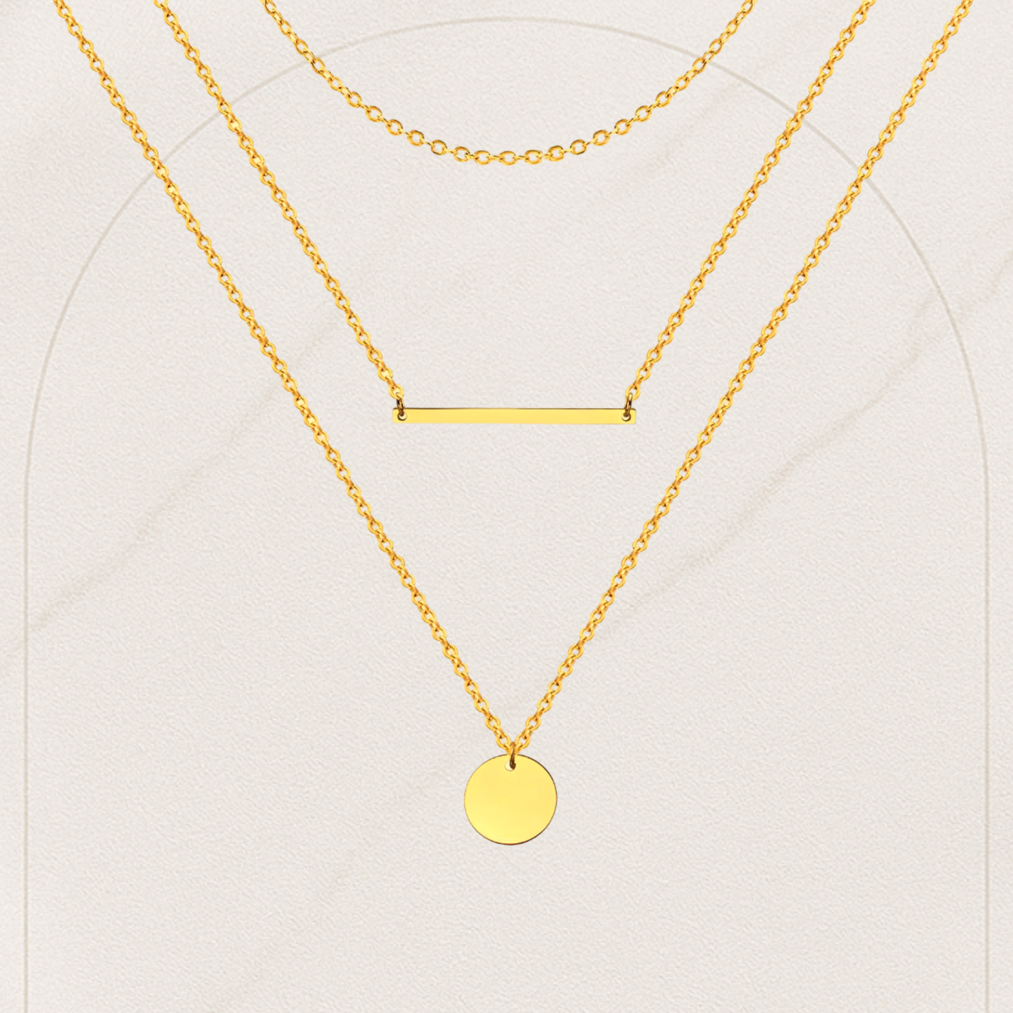 3-Layer Gold Necklace – 18K Gold Plated Stainless Steel | Waterproof & Hypoallergenic