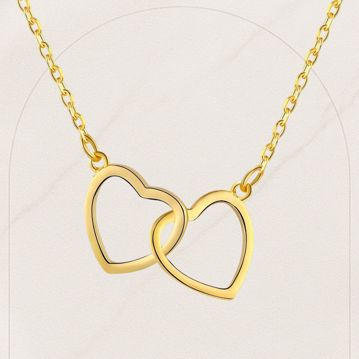 Interlocking Hearts Necklace – 18K Gold Plated Stainless Steel | Waterproof & Hypoallergenic