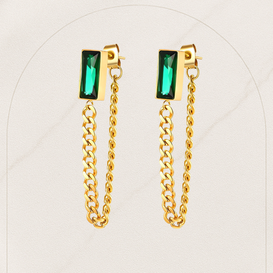 Sleek Cubic Stud Earrings – 18K Gold Plated Stainless Steel