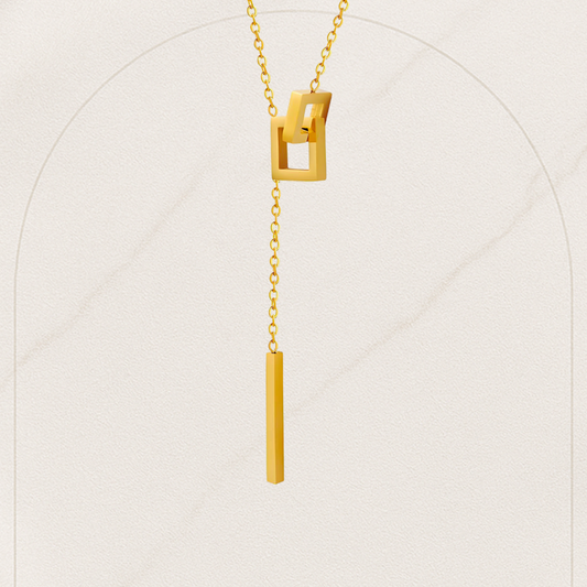 Vertical Bar Necklace – 18K Gold Plated Stainless Steel | Minimalist, Waterproof & Hypoallergenic