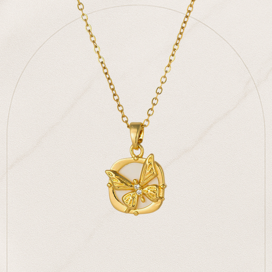 Elegant 18K Gold Plated Cubic Zirconia Butterfly Pendant Necklace – Waterproof & Hypoallergenic